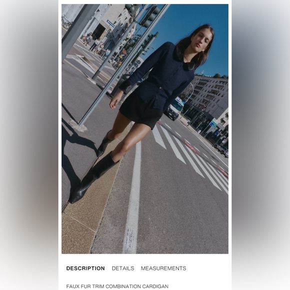 ZARA NWT Faux Fur Trim Combination Cardigan - Picture 14 of 14